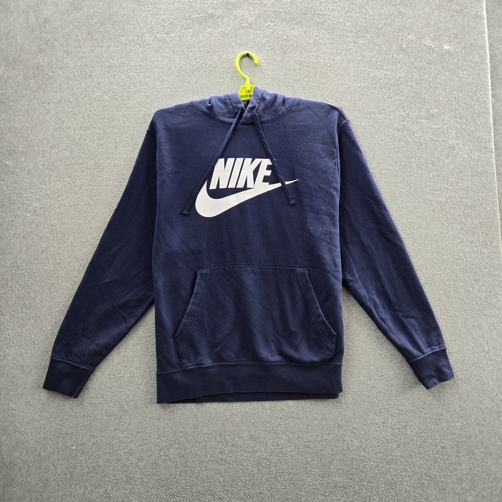 Nike Men Hoodie L Navy Blue Fleece Nike Swoosh‎ BV2973-410 Pullover Hoodie Logo